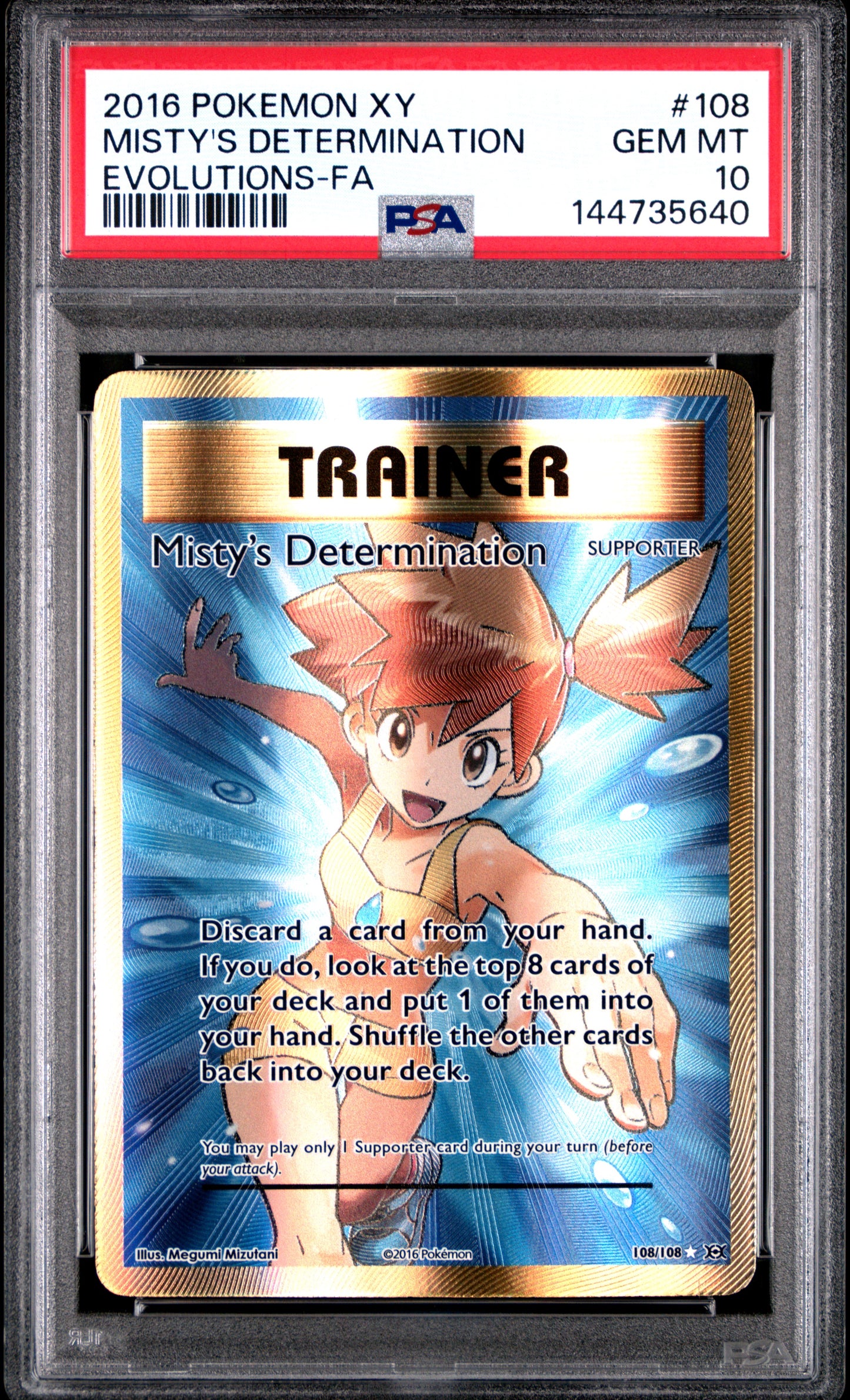 PSA 10 Misty's Determination 2016 POKEMON XY EVOLUTIONS #108 MISTY'S DETERMINATION EVOLUTIONS-FA