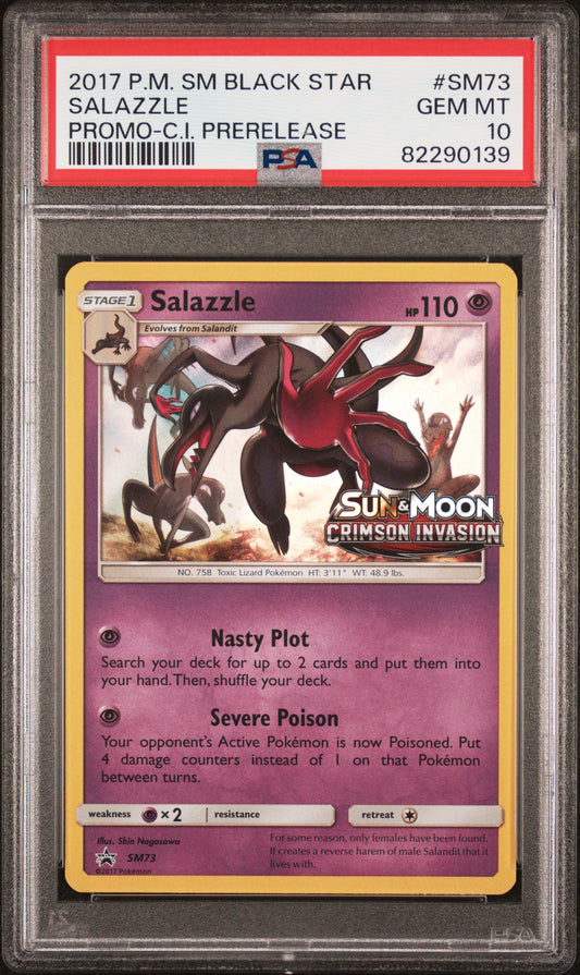 PSA 10 Salazzle Crimson Invasion Pre Release Black Star Promo